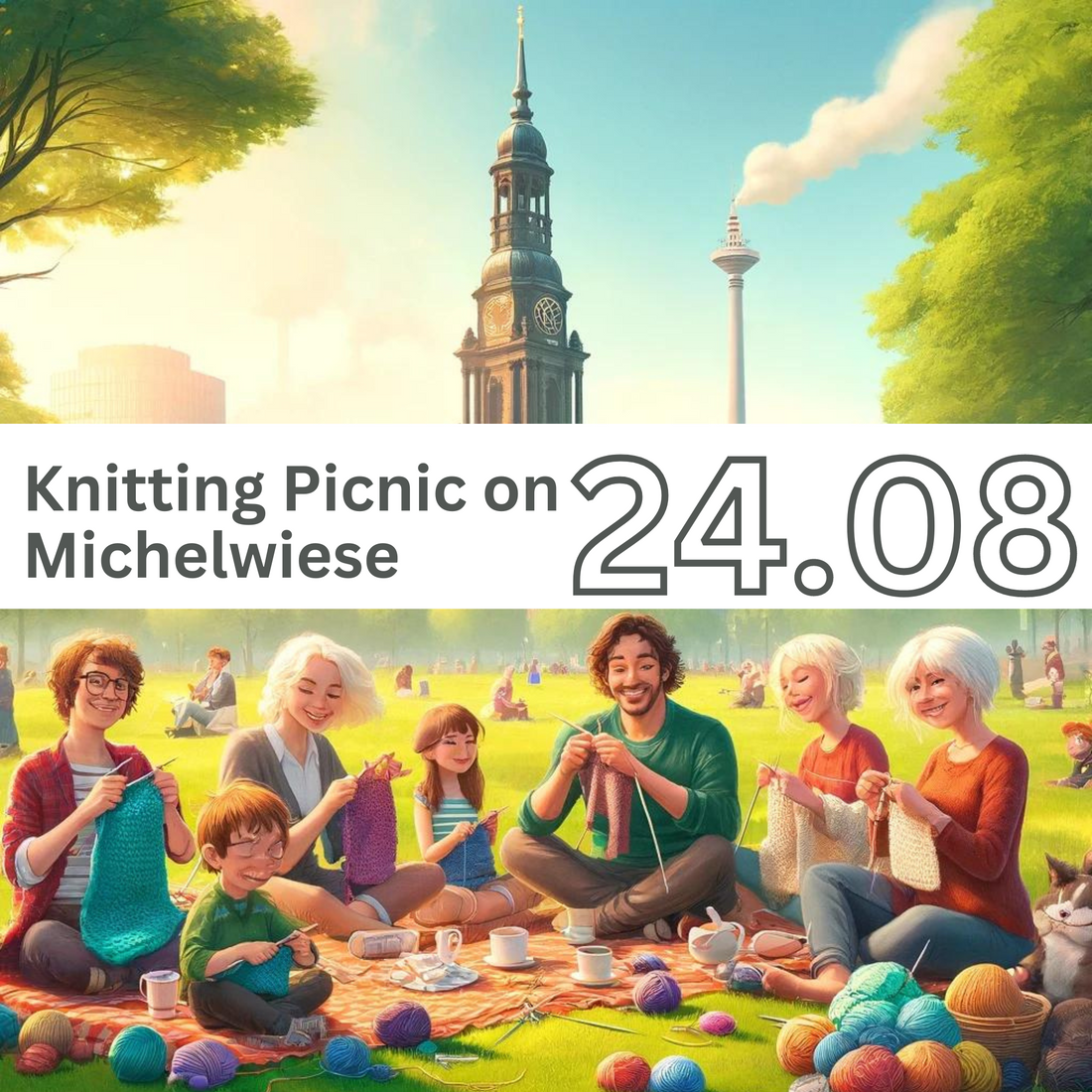 Gemütliches Strickpicknick auf der Michelwiese