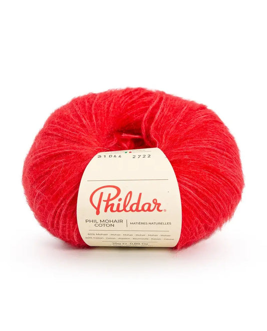 Phil Mohair Coton Garn aus Kid Mohair und Baumwolle, perfekt für feine Strickprojekte