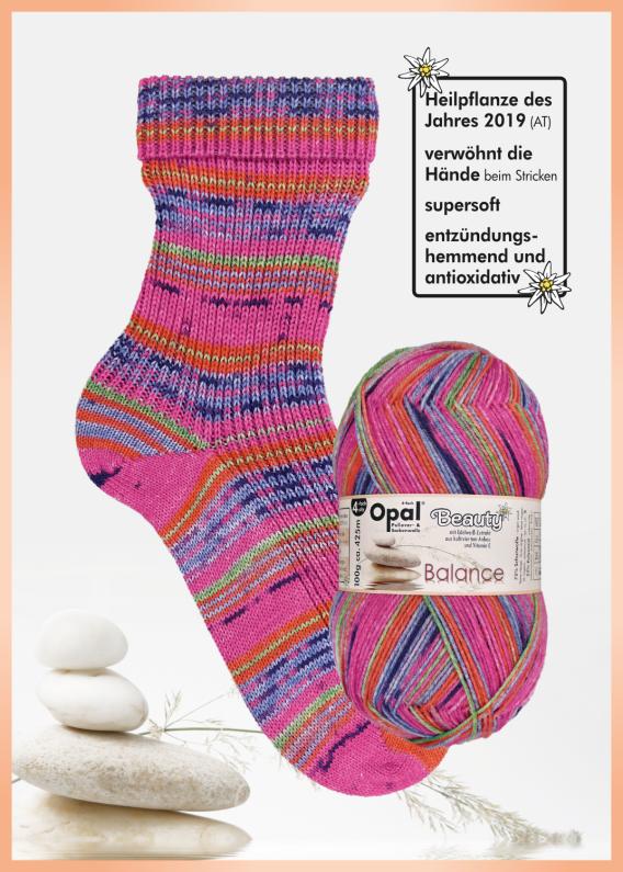 wolle günstig	Balance - Beauty mit Edelweiß-Extrakt und Vitamin E - 4-fach Sockenwolle