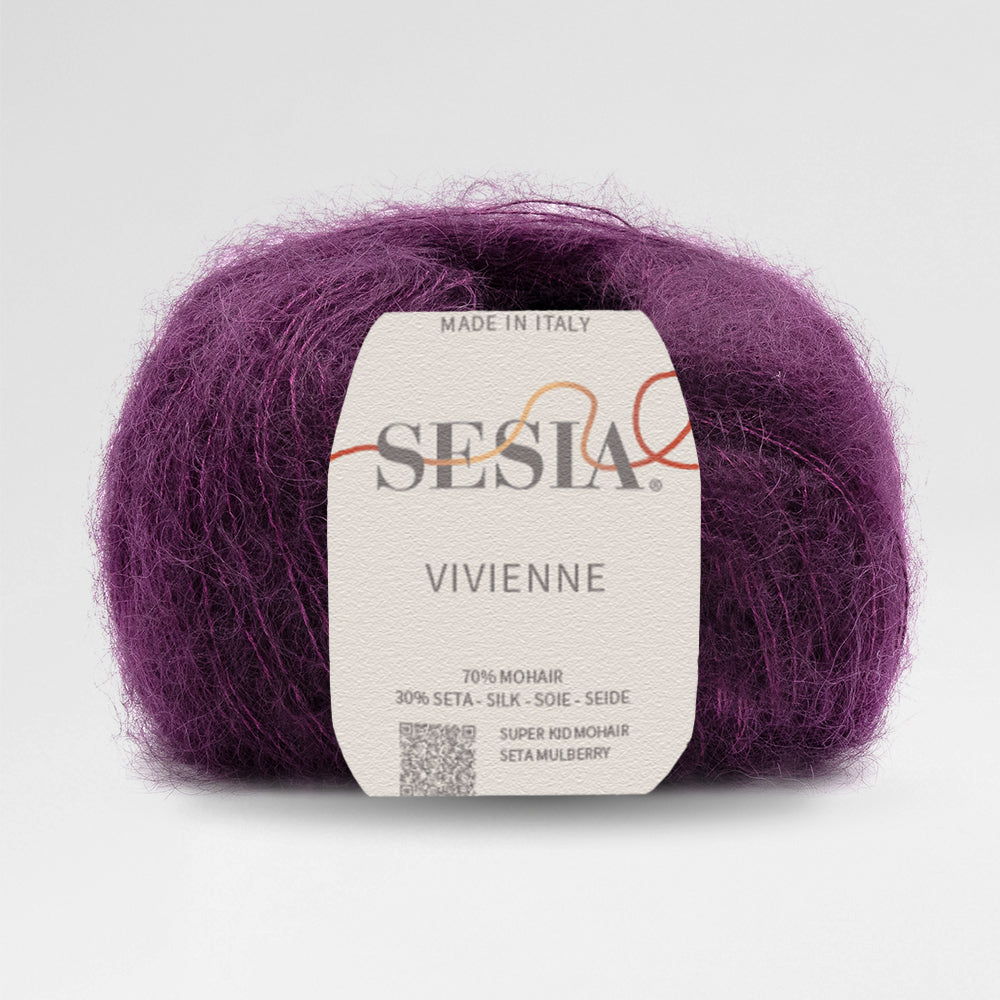 Sesia Vivienne Garn in Violett – feines Mohair-Seide-Garn mit weicher Struktur, hochwertiges Strickgarn für Tücher und Pullover