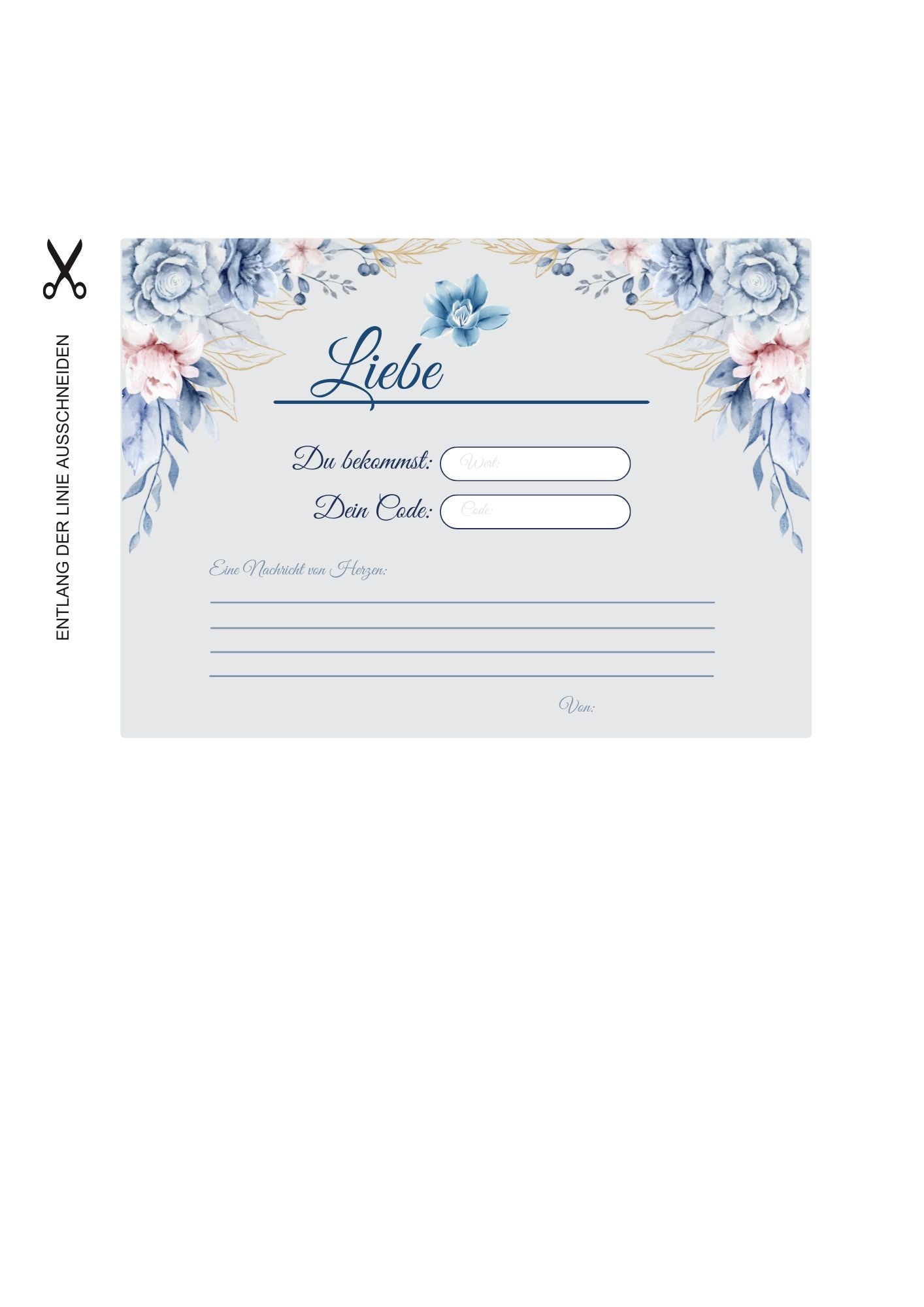 Ausgedruckter und gefalteter Geschenkgutschein-Umschlag zum Muttertag, fertig zum Überreichen