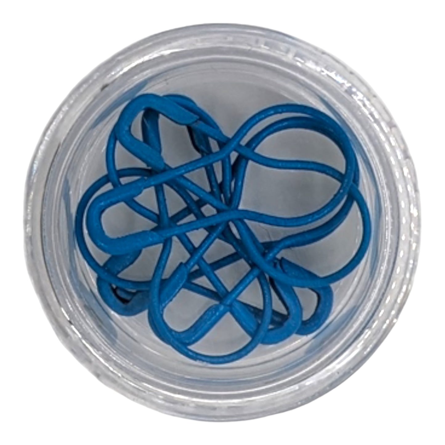 Elegant metal knitting markers with plastic container