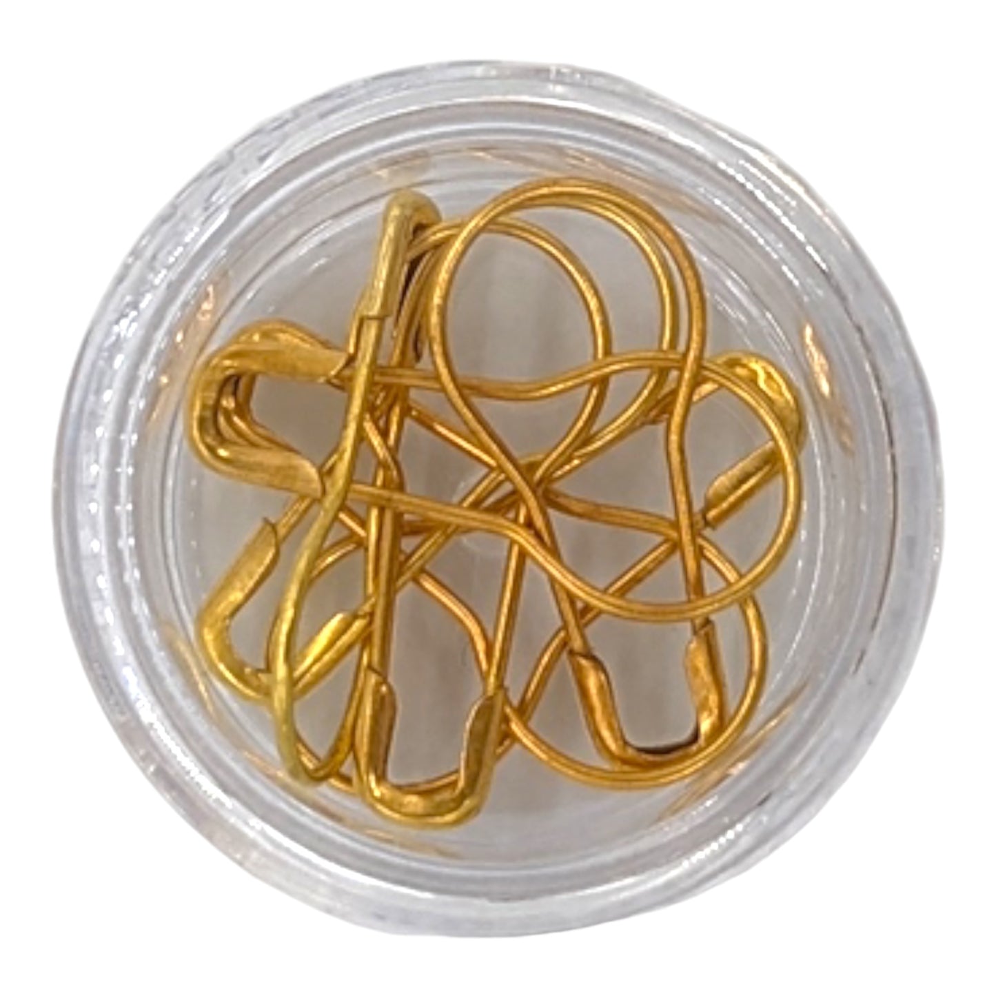 Elegant metal knitting markers with plastic container
