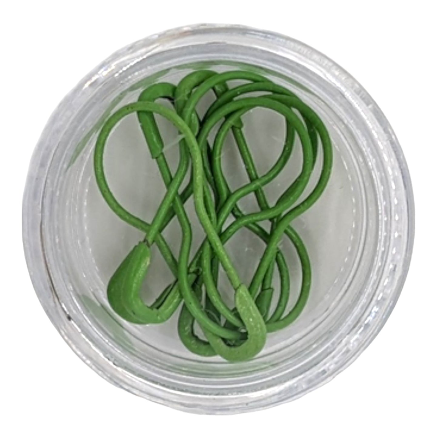 Elegant metal knitting markers with plastic container