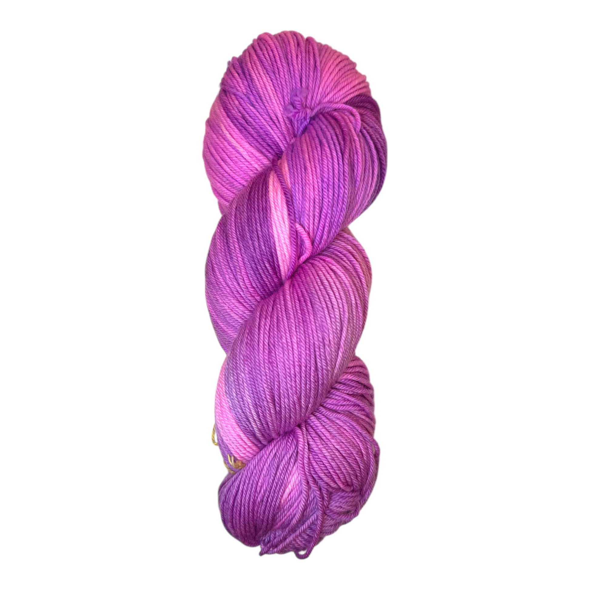 Handgefärbte Merinowolle Strickglück DK in kräftigem Violett, 165g Strang