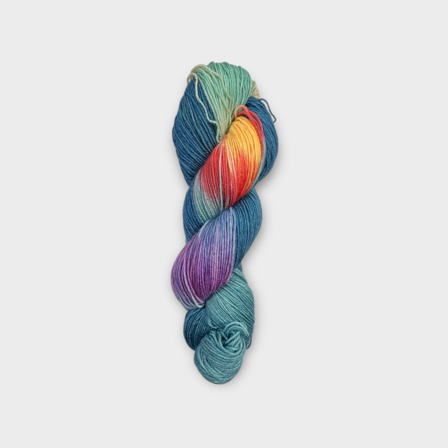 Handgefärbte Regenbogen Sockenwolle Winterbogen Edition