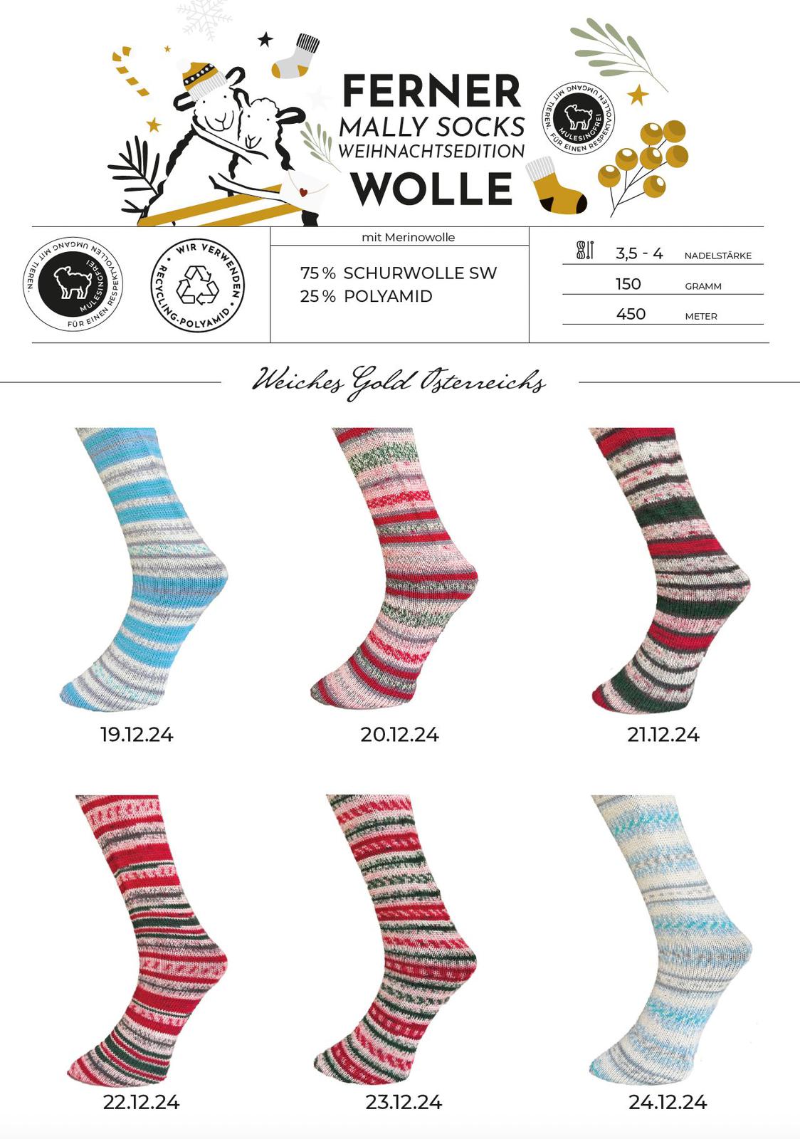 Mally Socks Weihnachtsedition - 2024 6-fach