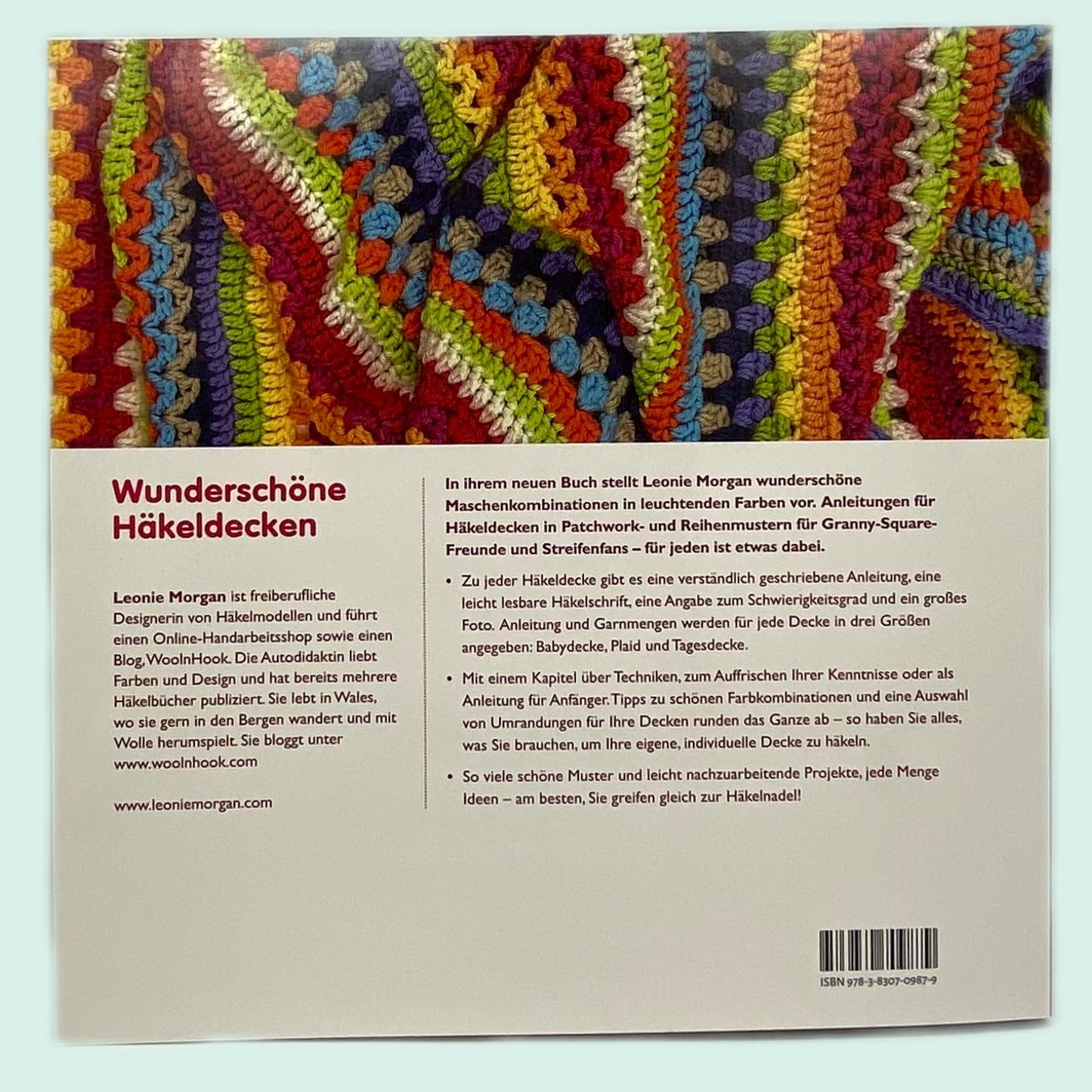 In ihrem neuen Buch stellt Leonie Morgan wunderschöne Maschenkombinationen in leuchtenden Farben vor. Anleitungen für Häkeldecken in Patchwork- und Reihenmustern für Granny-Square-Freunde und Streifenfans – für jeden ist etwas dabei.