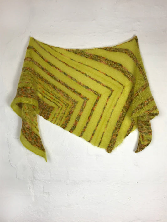 Gelbes Dreieckstuch aus Mohair und Seide