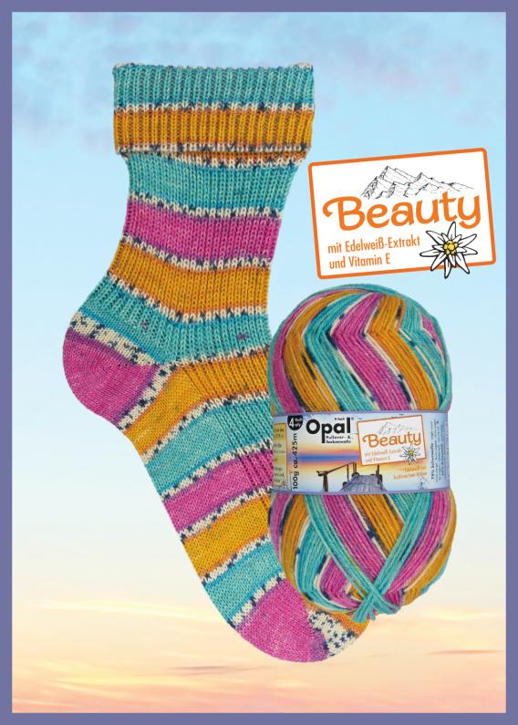 Hamburg Wolle kaufen	Beauty - Wellness  mit Edelweiß-Extrakt und Vitamin E - 4-fach Sockenwolle