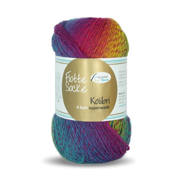 6204 Regenbogen Flotte Socke "Kolibri" - 4-fädig Sockenwolle
