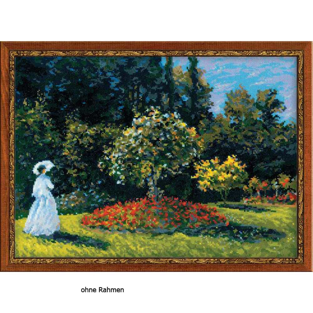 "Frau im Garten" - Riolis Kreuzstich-Set, Zählmuster