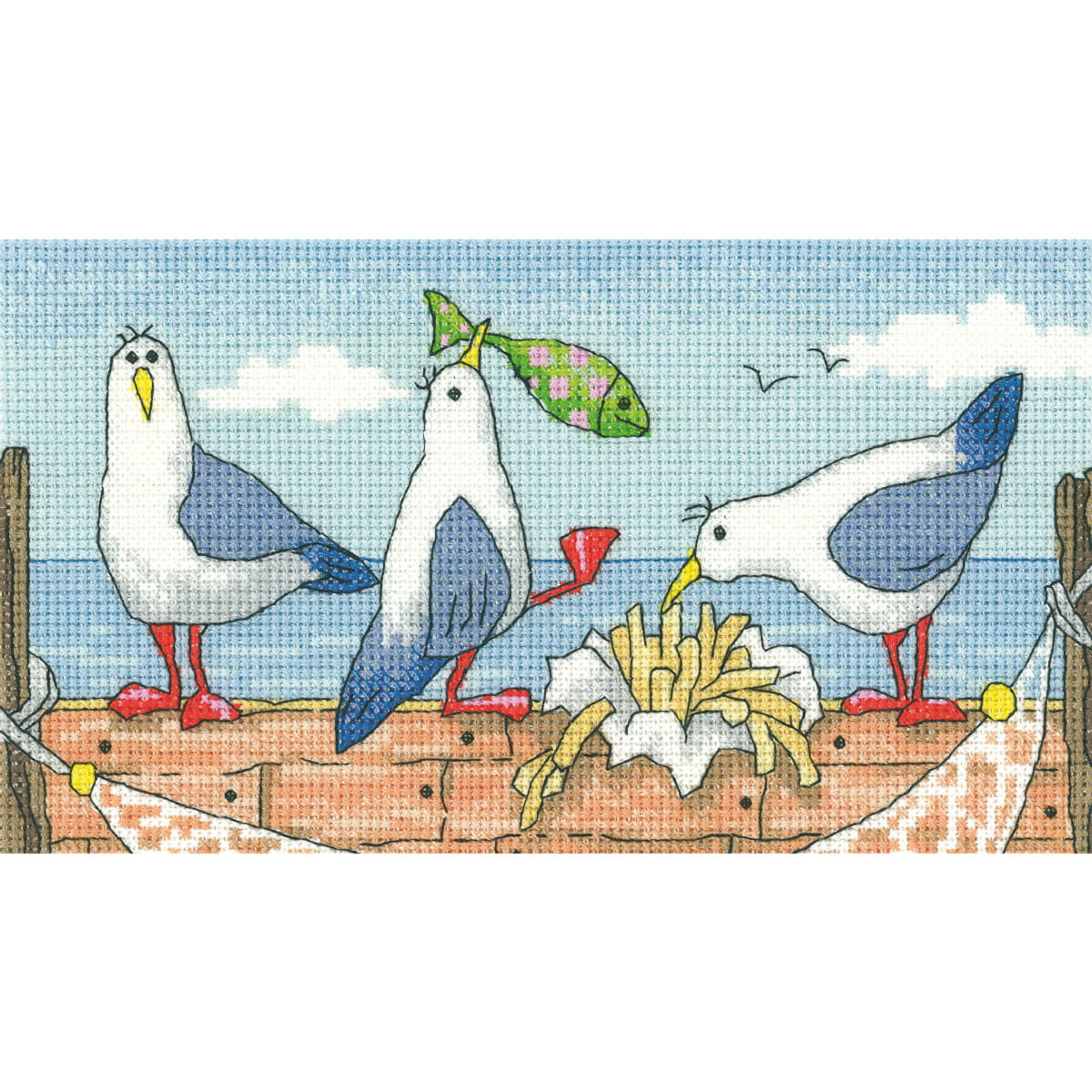 Heritage Kreuzstich Papier-Zählvorlage "Fish 'N' Chips", BSFC1276-C, Fertige Größe: 20x11, Inhalt: Zählmustervorlage schwarz-weiß, Anleitung in DE, EN. Farbschlüssel für DMC Garne. Garne und Stoff sind im Lieferumfang nicht enthalten.