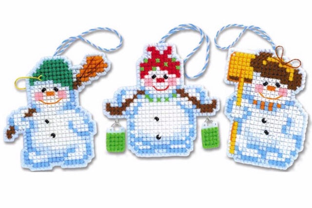 Kreuzstich-Set "Weihnachtsbaum Dekoration Schneemänner"
