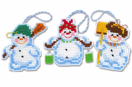 Kreuzstich-Set "Weihnachtsbaum Dekoration Schneemänner"