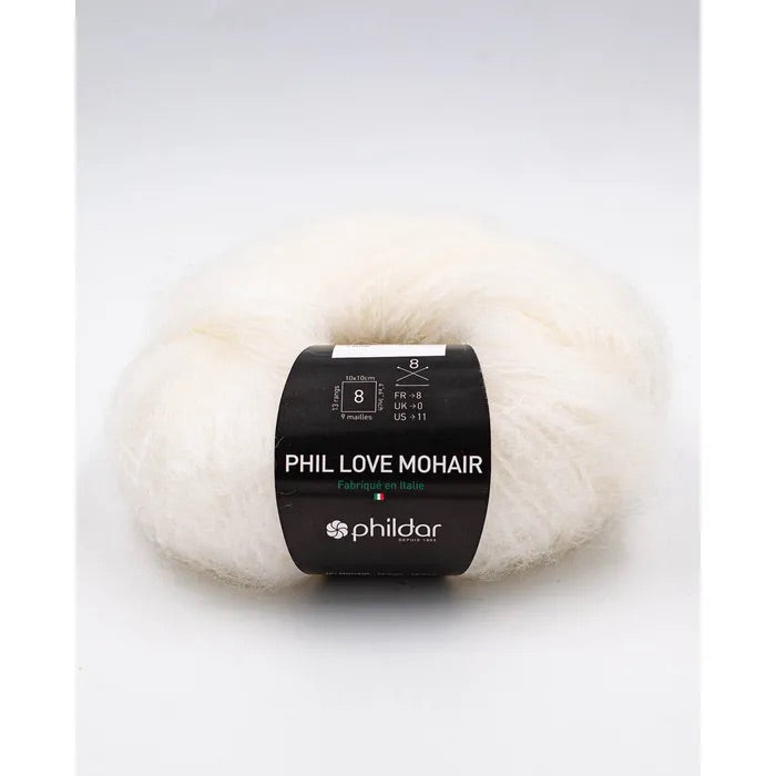 güstig kaufen PHIL LOVE MOHAIR von Phildar Zusammensetzung 70% Mohair, 30% Wolle Lauflänge 65 m/ 50 gr Nadel-Nr. 14