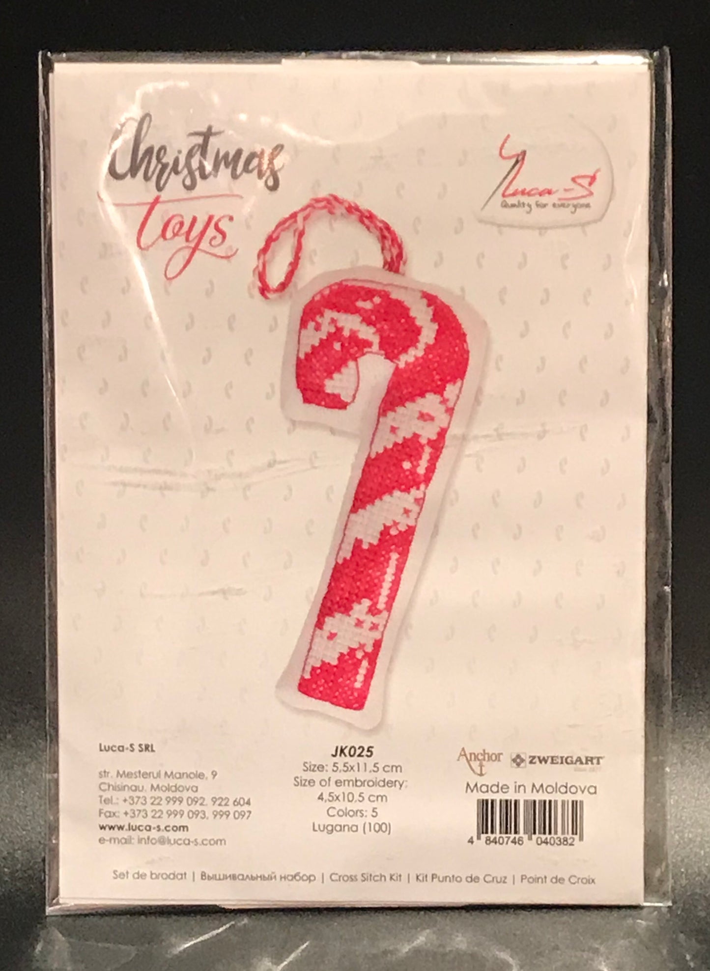 Kreuzstichset Anhänger "Zuckerstange"