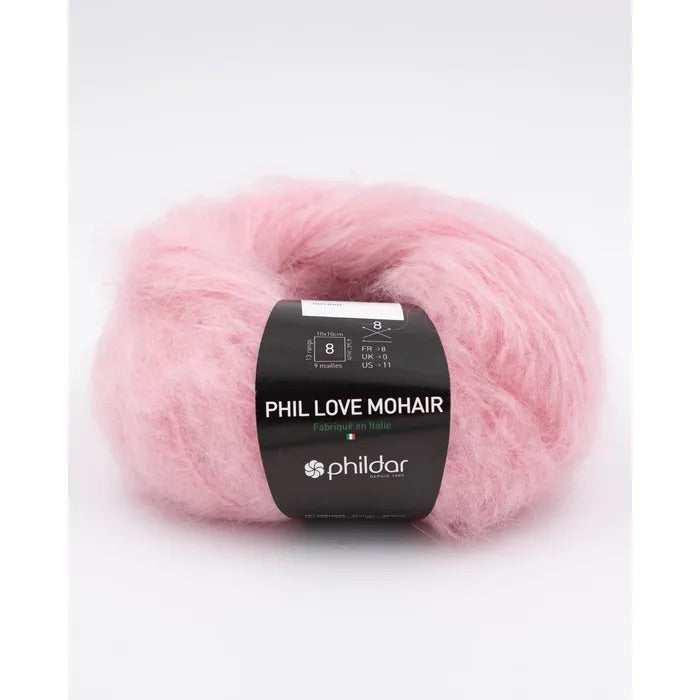 wollladen am Michel PHIL LOVE MOHAIR von Phildar Zusammensetzung 70% Mohair, 30% Wolle Lauflänge 65 m/ 50 gr Nadel-Nr. 13