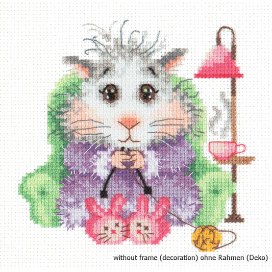 "I knit to order" - Magic Needle cross stitch kit, counted pattern, 12x12cm