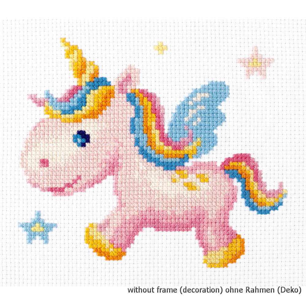 "Regenbogen-Einhorn" - Magic Needle Kreuzstichset, Zählmuster, 15x14cm