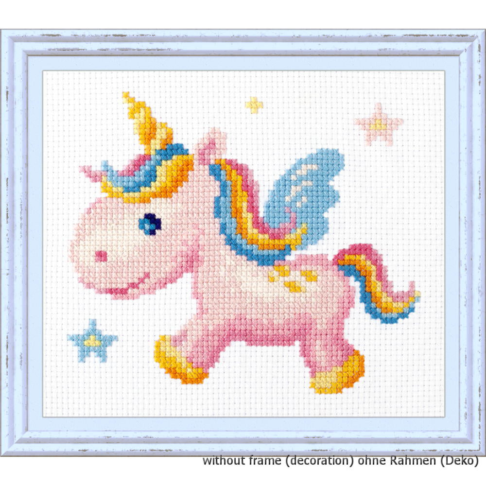"Regenbogen-Einhorn" - Magic Needle Kreuzstichset, Zählmuster, 15x14cm