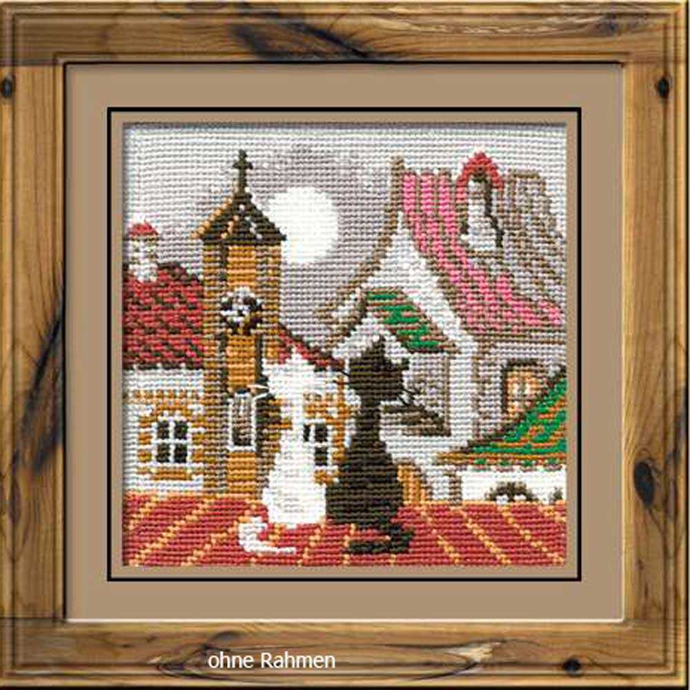 "Stadt und Katzen Frühling" - Riolis Kreuzstich-Set, Zählmuster kaufen