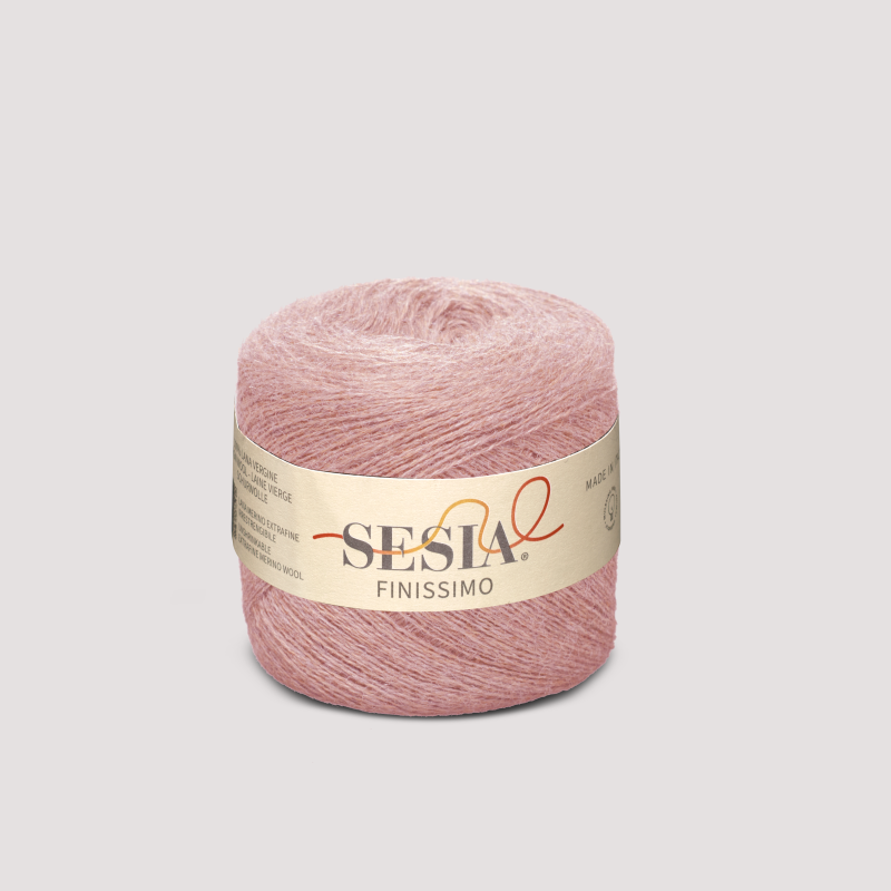 Sesia Finissimo Cake in zartem Rosé — hauchdünner Merino Extrafine Begleitfaden, 50g / 750m.