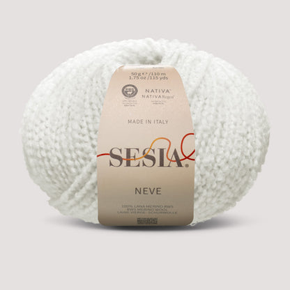Sesia Neve Bouclé aus 100 % RWS-Merinowolle in Schwarz – voluminöses Bouclégarn für moderne Pullover, Cardigans und Accessoires