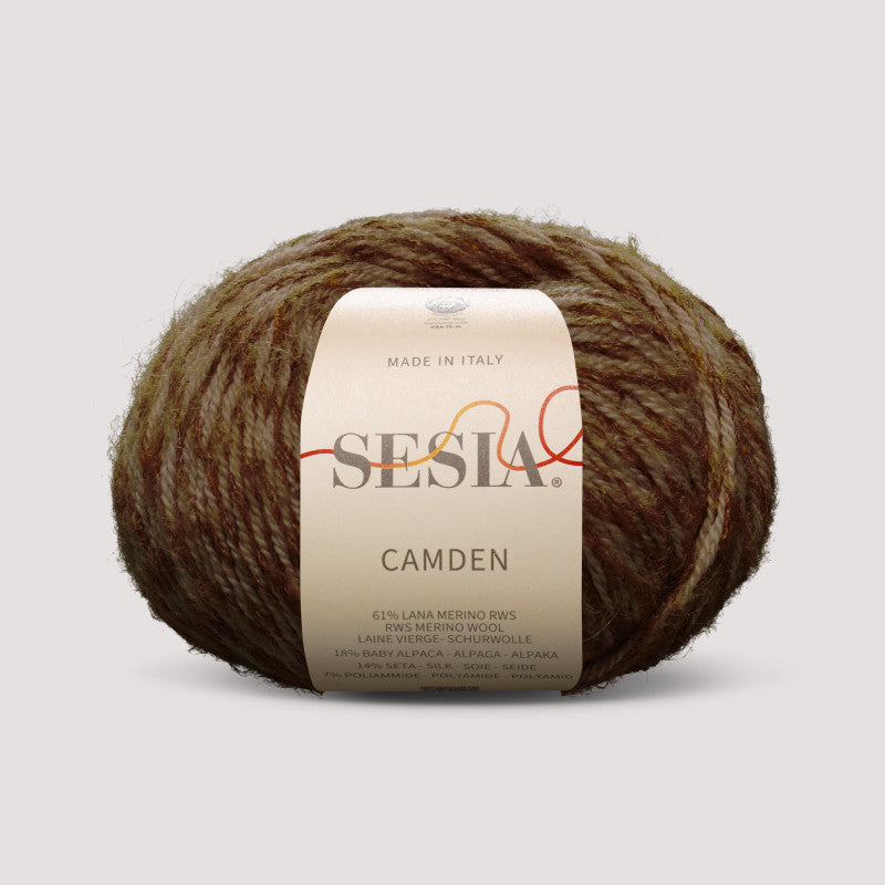 Sesia Camden Farbe 367 – braunes Effektgarn mit Alpaka und Seide für zeitlose Herren- und Damenpullover