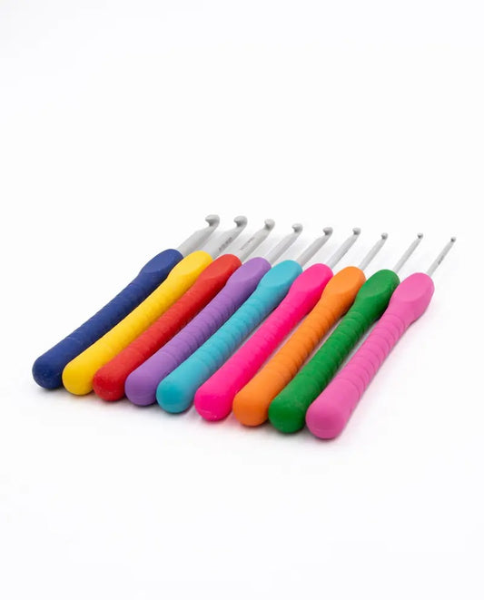 Ergonomisches Häkelnadel-Set in 9 Farben und Größen – ideal für Anfänger:innen