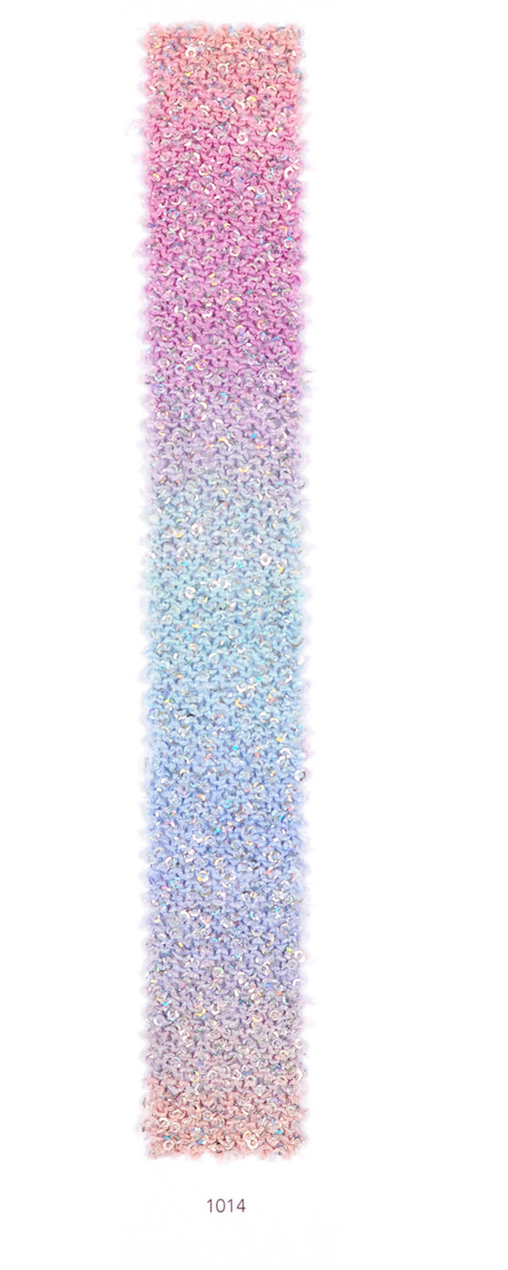 Sesia Elvis Strickprobe – Effektgarn mit Pailletten, Strickwolle kaufen Sesia Elvis Wolle mit Pailletten pastellrosa-lila-blau – Strickgarn kaufen