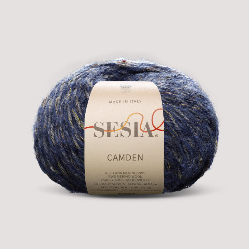 Sesia Camden Farbe 1265 – dunkelblaues italienisches Garn mit Baby Alpaka und Seide für moderne Winterpullover