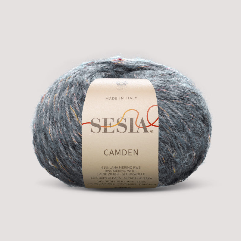 Sesia Camden Farbe 1665 – graublaues Tweedgarn aus Merino und Alpaka für stilvolle Strickjacken und Oversize-Pullover
