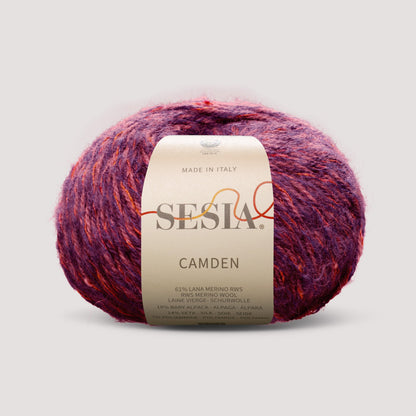 Sesia Camden Farbe 2181 – beerenfarbenes Effektgarn mit Seide für kreative Strickprojekte und modische Pullover