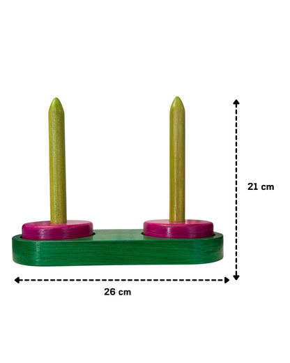 Doppel-Wollabroller mit Maßangaben – 26 cm breit, 21 cm hoch