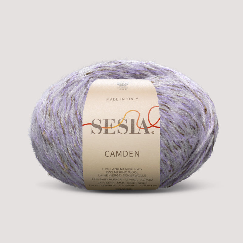 Sesia Camden Farbe 4560 – fliederfarbenes italienisches Effektgarn für hochwertige Damenmode und elegante Strickideen