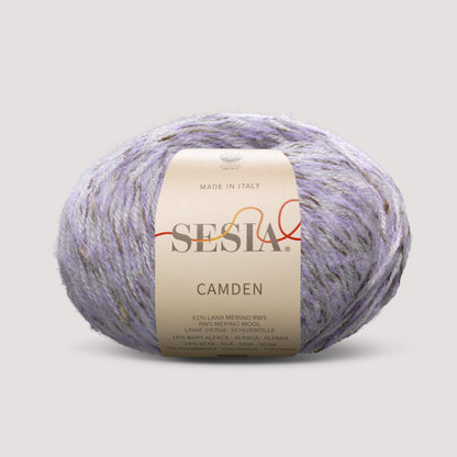 Sesia Camden Farbe 4560 – fliederfarbenes italienisches Effektgarn für hochwertige Damenmode und elegante Strickideen