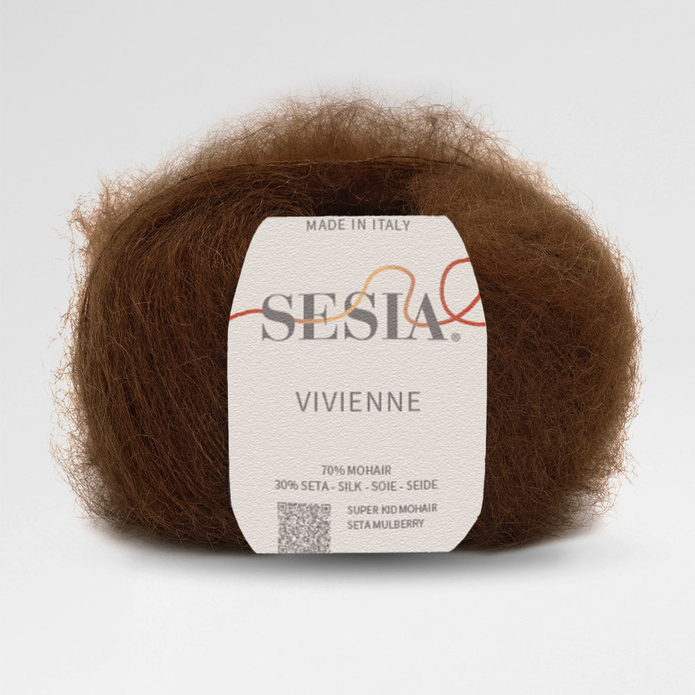 Sesia Vivienne Garn in Braun – hochwertiges Mohair-Seide-Garn mit weichem Griff, feines Garn für leichte Strickmode