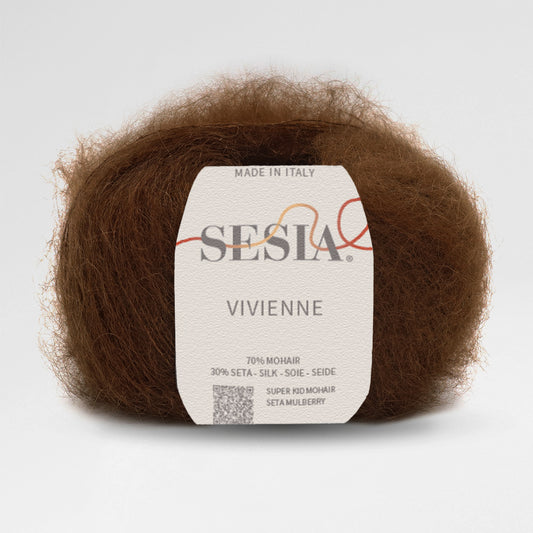 Sesia Vivienne Garn in Braun – hochwertiges Mohair-Seide-Garn mit weichem Griff, feines Garn für leichte Strickmode