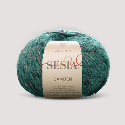 Sesia Camden Farbe 5929 – türkisgrünes Merinogarn mit Alpaka und Seide für moderne Pullover, Jacken und Wohnaccessoires