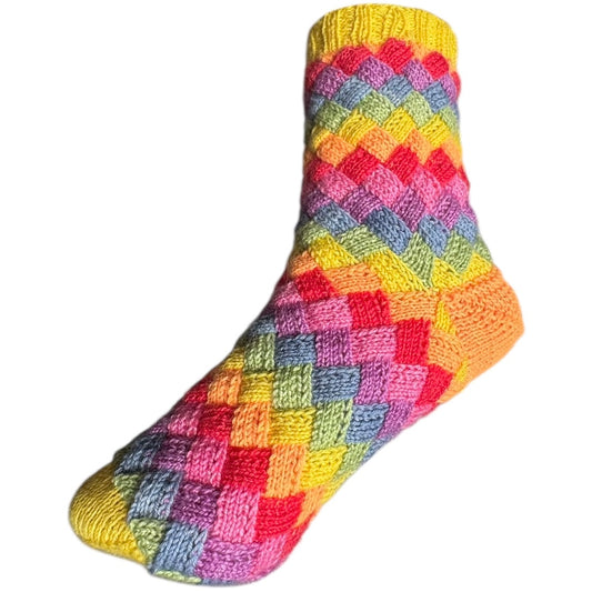 bunte Entrelac Socken stricken mit Mini Farbset handgefärbte Wolle Hamburg kaufen