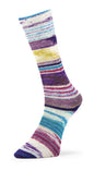Handgestrickte Socke aus 6 Ply Optical Socks in Flieder, Türkis und Rosa, Farbe 004