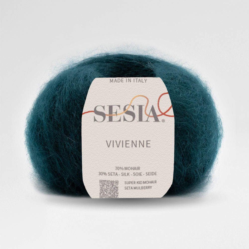Sesia Vivienne Mohair-Seide-Garn in Petrol – Super Kid Mohair mit Mulberry-Seide, flauschiges Luxusgarn zum Stricken, Made in Italy
