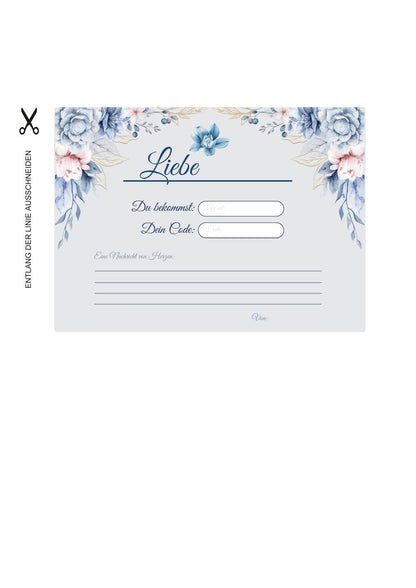 Ausgedruckter und gefalteter Geschenkgutschein-Umschlag zum Muttertag, fertig zum Überreichen