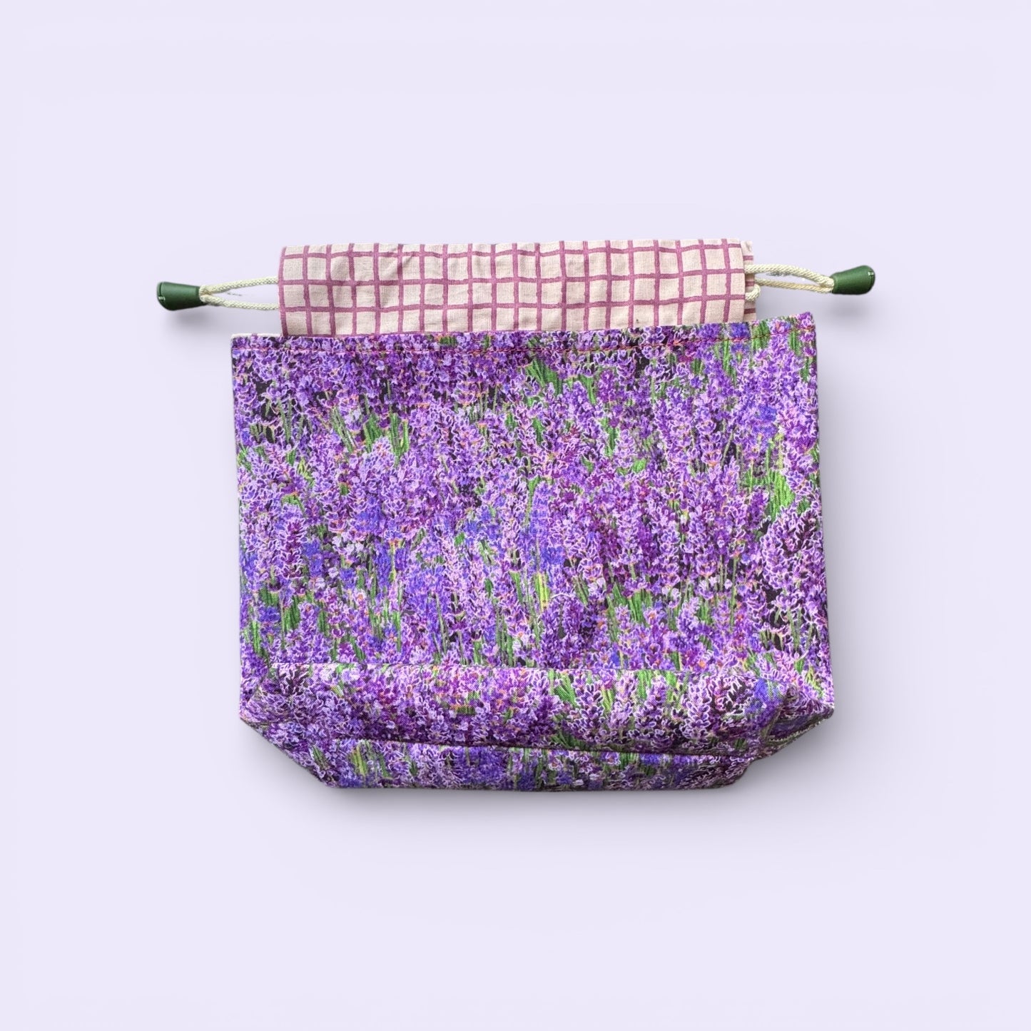 Projektbeutel Lavendelfeld Stricktasche Baumwolle Handarbeit kaufen