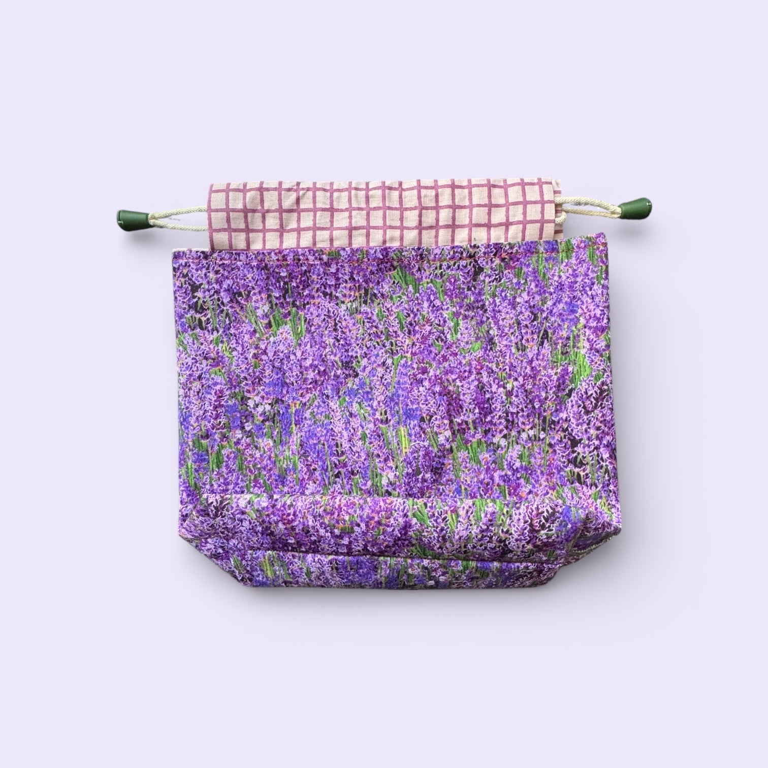 Projektbeutel Lavendelfeld Stricktasche Baumwolle Handarbeit kaufen