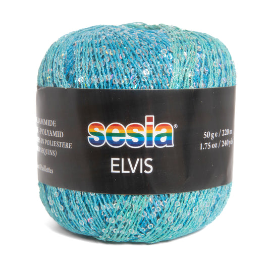 Sesia Elvis Wolle mit Pailletten in Türkis – Effektgarn kaufen Hamburg