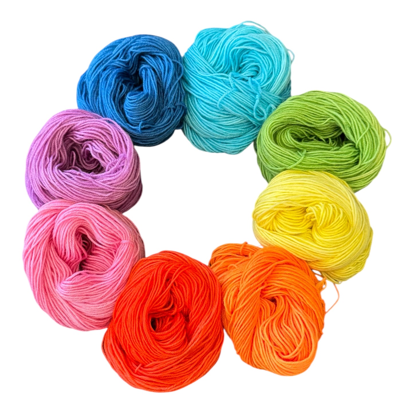 Mini Garn Set Regenbogen handgefärbt Sockenwolle Hamburg kaufen bunte Strickprojekte