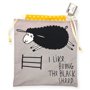aufbewahrung strickzeug	Projekttasche "I like being the black sheep"