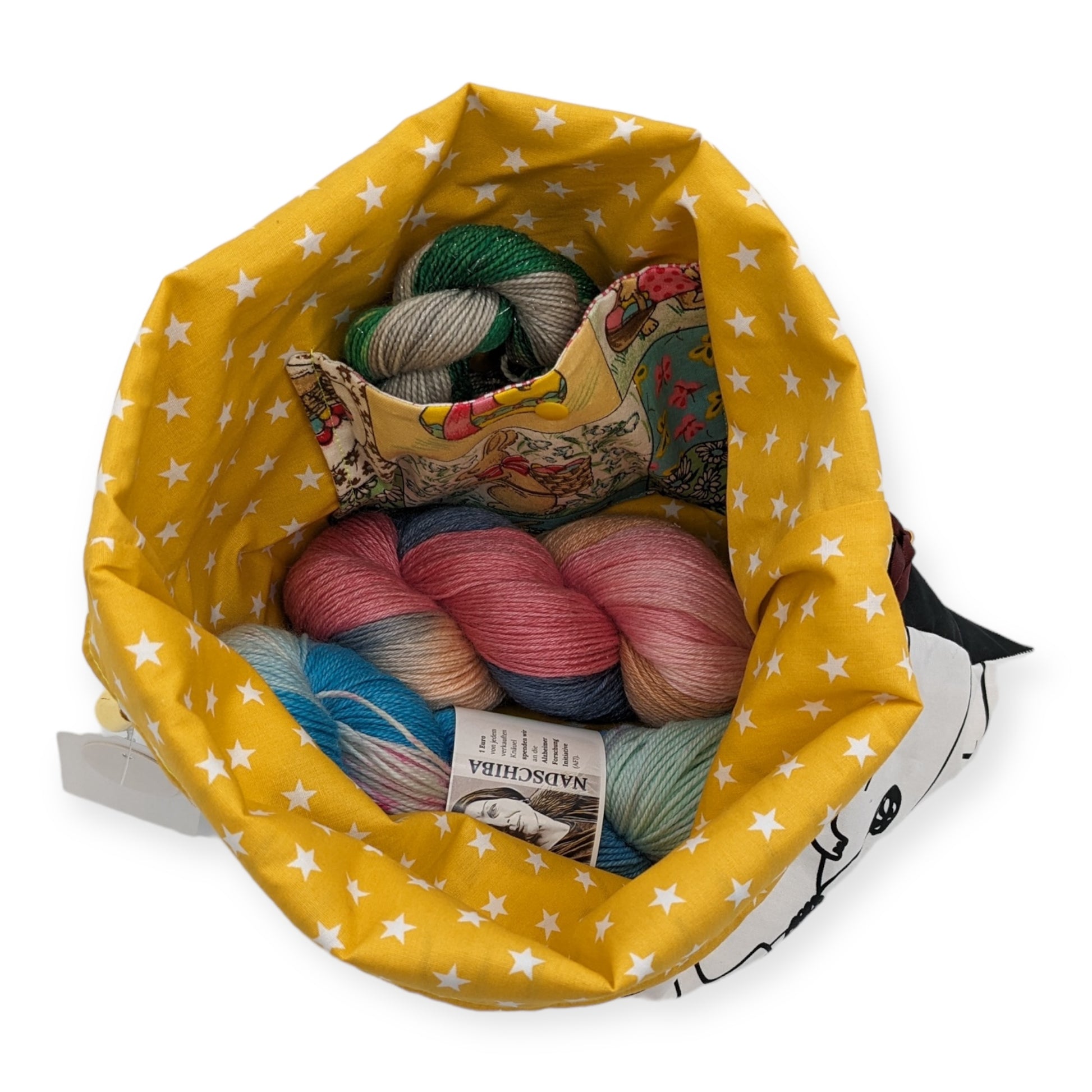 aufbewahrung strickzeug	Projekttasche "We are all different but we all like handmade"